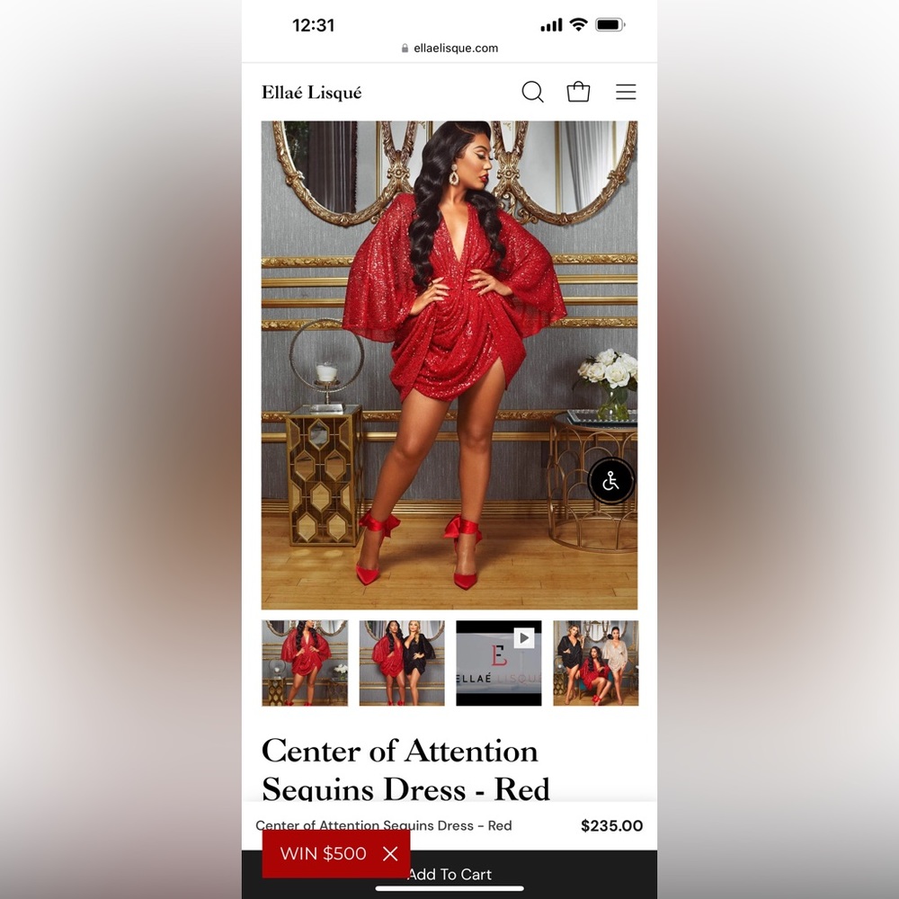 Ellaé Lisqué Center of Attention Sequins Dress - Red in US Large.